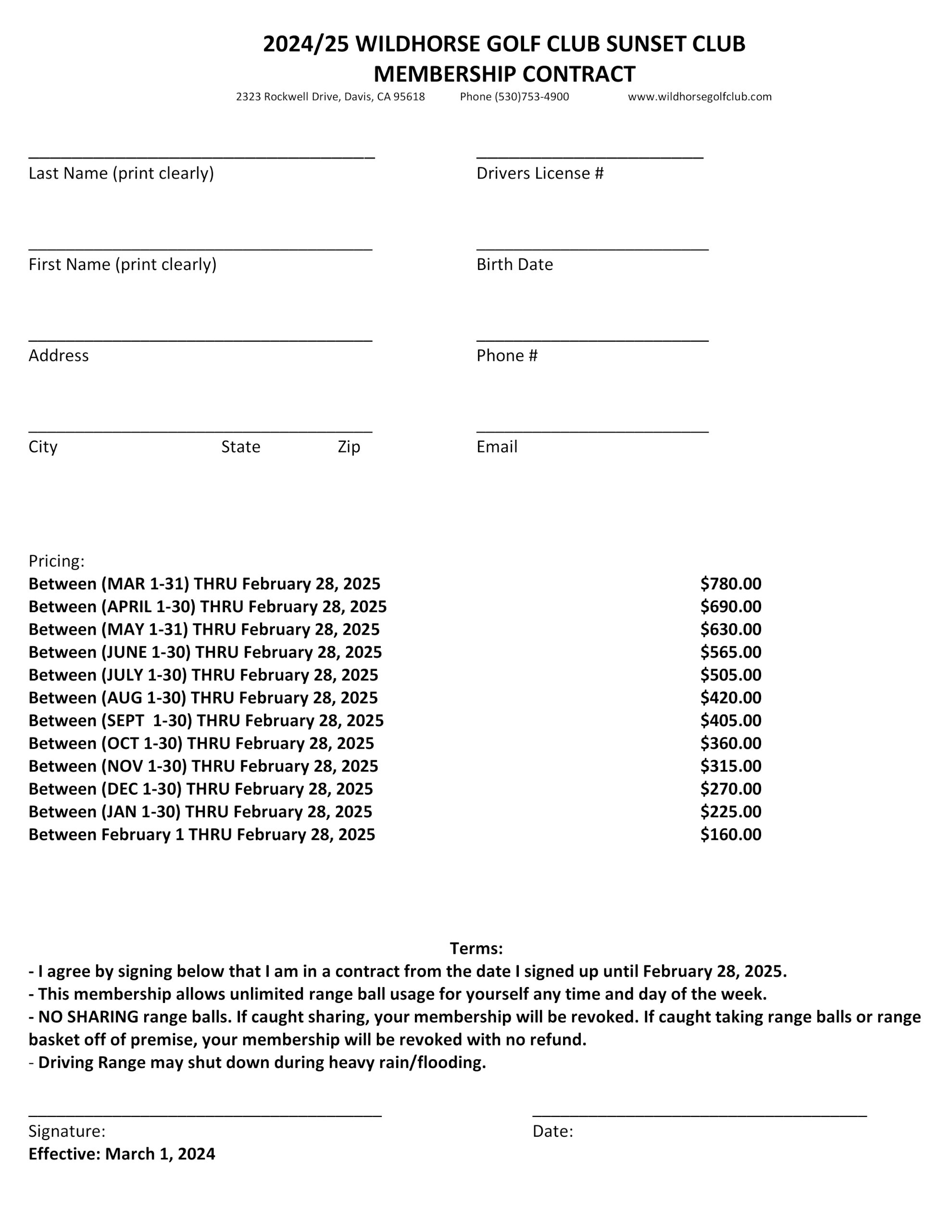 Wildhorse Golf Club | Sunset Club - (January 2024) Wildhorse Golf Club Sunset Club – (January 2024) WGC (2024-2025) Sunset Club Membership Contact (Page #1)